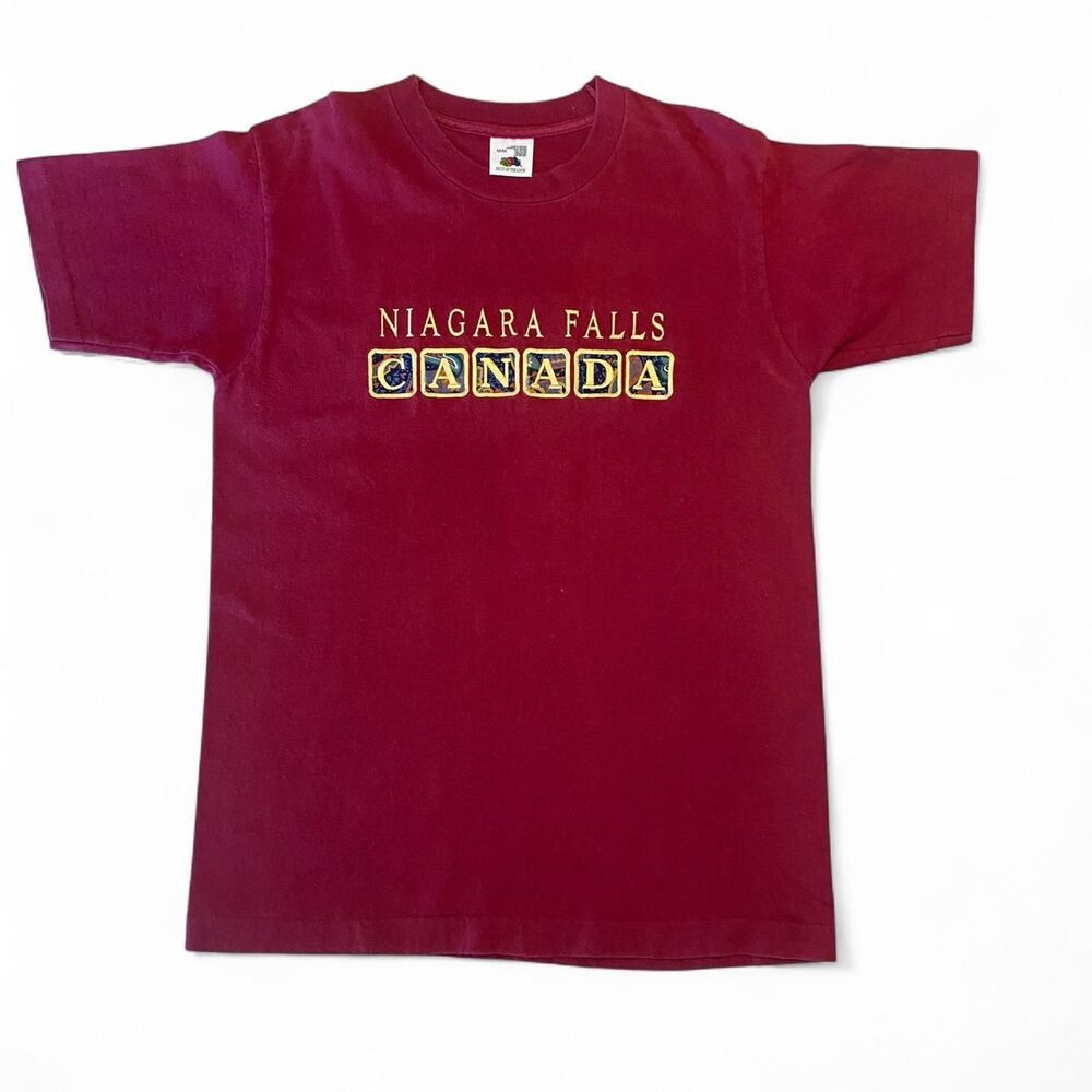 80s 90s vintage Niagara Falls embroidered maroon/ red tee